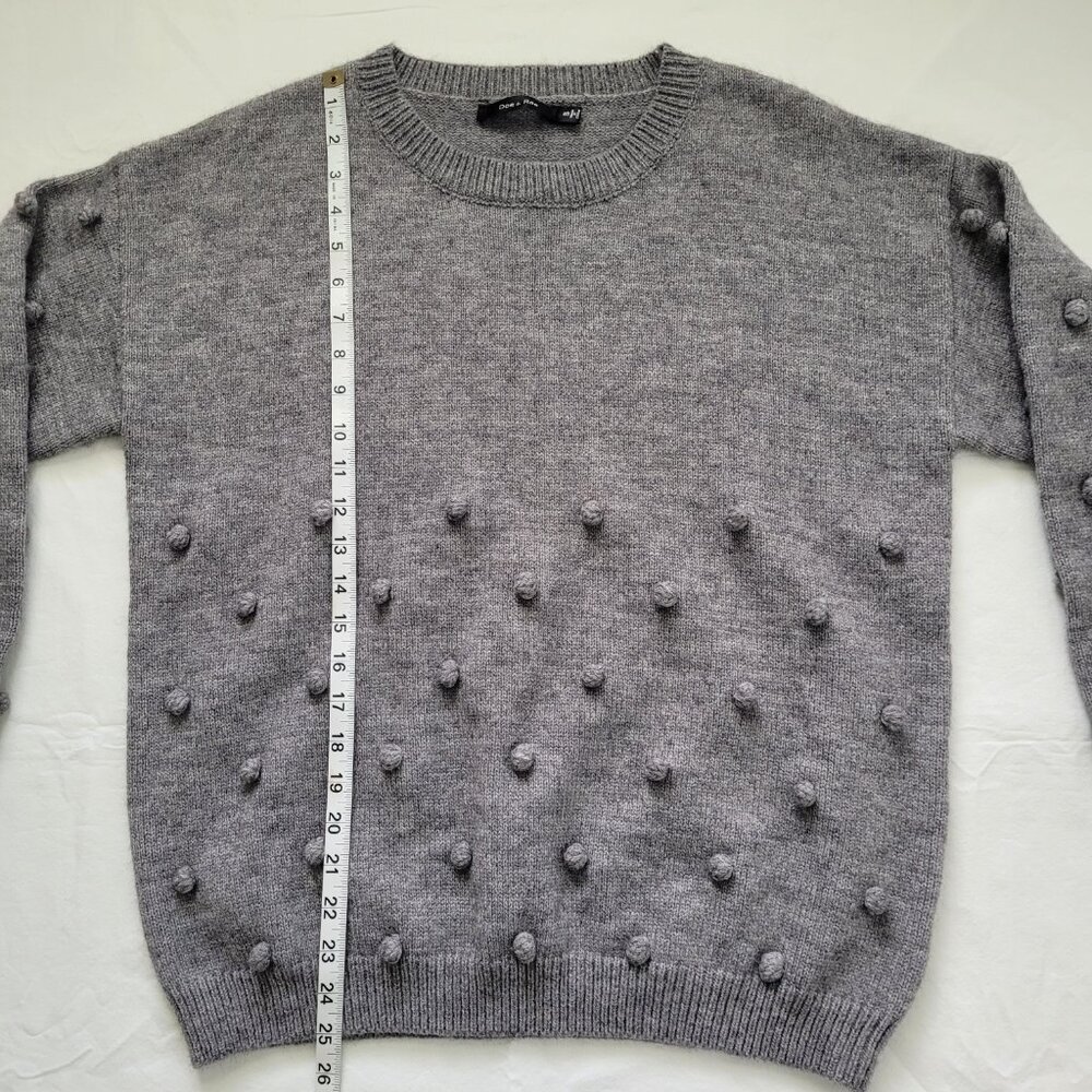 Doe & Rae Pom Pom Pullover Sweater Gray Womens Small Cottagecore Boho NWT - Picture 9 of 9